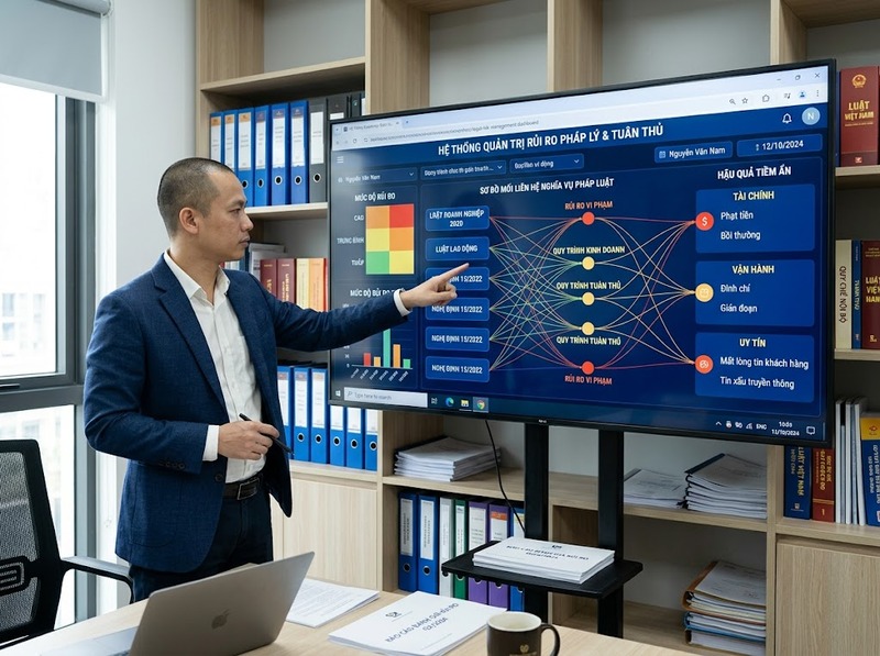 Rủi ro tuân thủ pháp luật được đánh giá dựa trên nghĩa vụ và mức độ tác động nào?