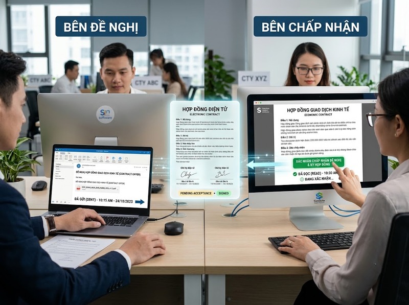 Thời điểm giao kết hợp đồng được xác định từ đề nghị và chấp nhận thế nào?