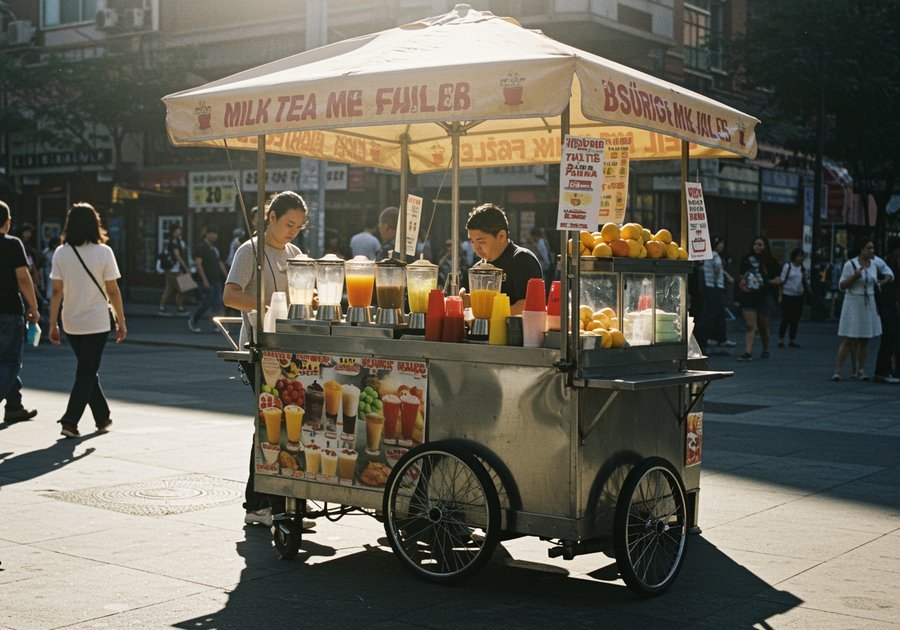 Những mẫu xe trà sữa có mái che bắt mắt nổi bật giữa phố đông