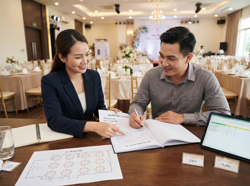 Hợp đồng tổ chức tiệc nên quy định số lượng bàn như thế nào