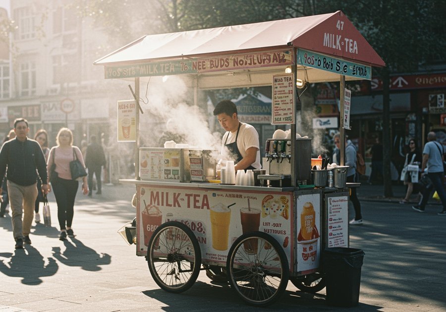 xe trà sữa có mái che