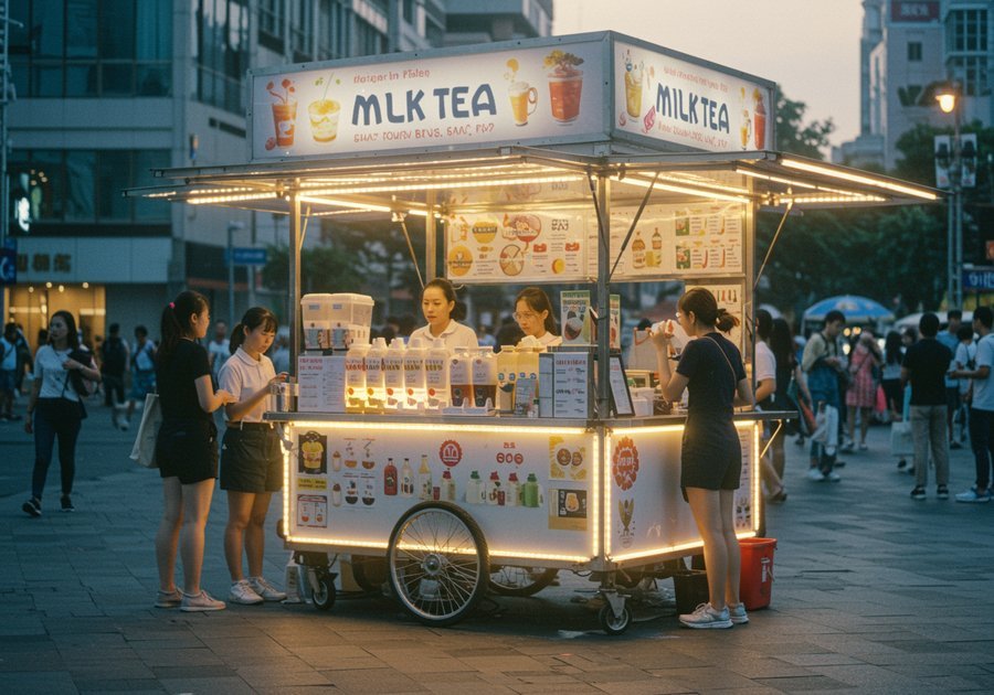 xe trà sữa đèn led